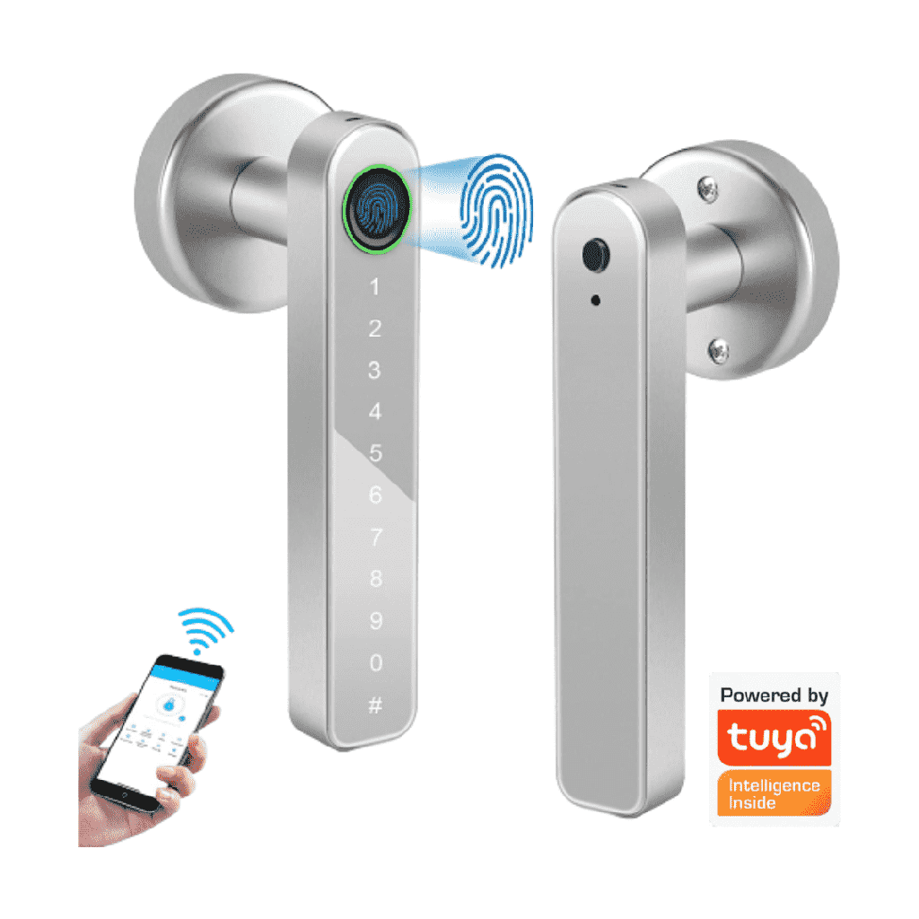 Cerradura Inteligente Tipo pomo, soporta 100 huella y 100 claves de acceso, bluetooth