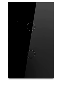 Interruptor Doble WiFi tactil Tuya Smart con Fase y Neutro (Color Negro)