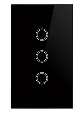 Interruptor Triple WiFi tactil Tuya Smart con Fase y Neutro (Color Negro)